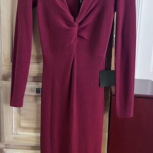Lulu's Burgundy Twist Front Maxi Dress